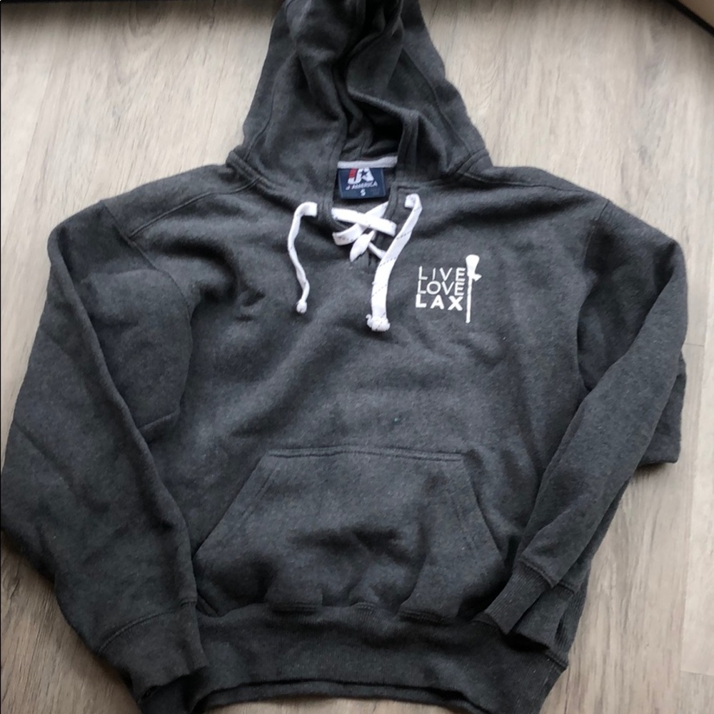 LIVE LOVE LAX lacrosse themed Charcoal hoodie